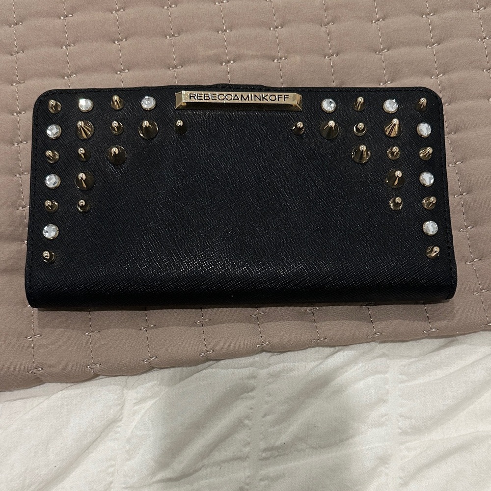 Rebecca Minkoff Black Wallet with Gold and Silver Studs